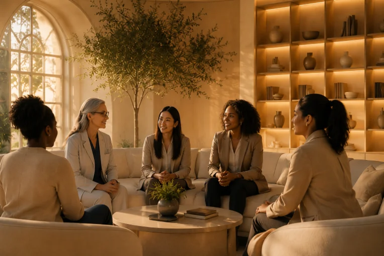 Documentary editorial — a multidisciplinary team of women clinicians (OB/GYN, maternal-fetal medicine, behavioral health